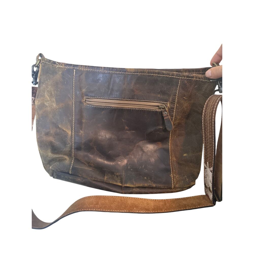 Myra bag made from upcycled canvas and genuine leather - Picture 4 of 5